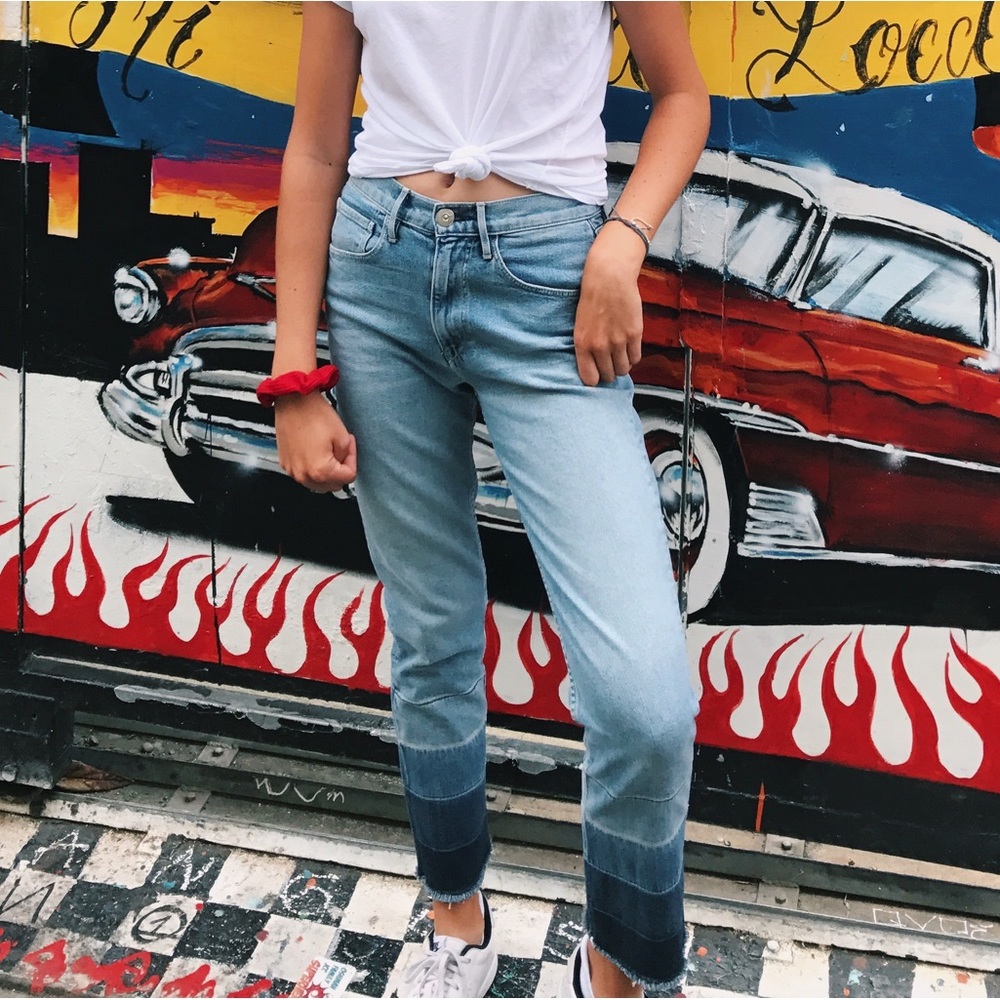 3x1 colorblock straight leg jeans